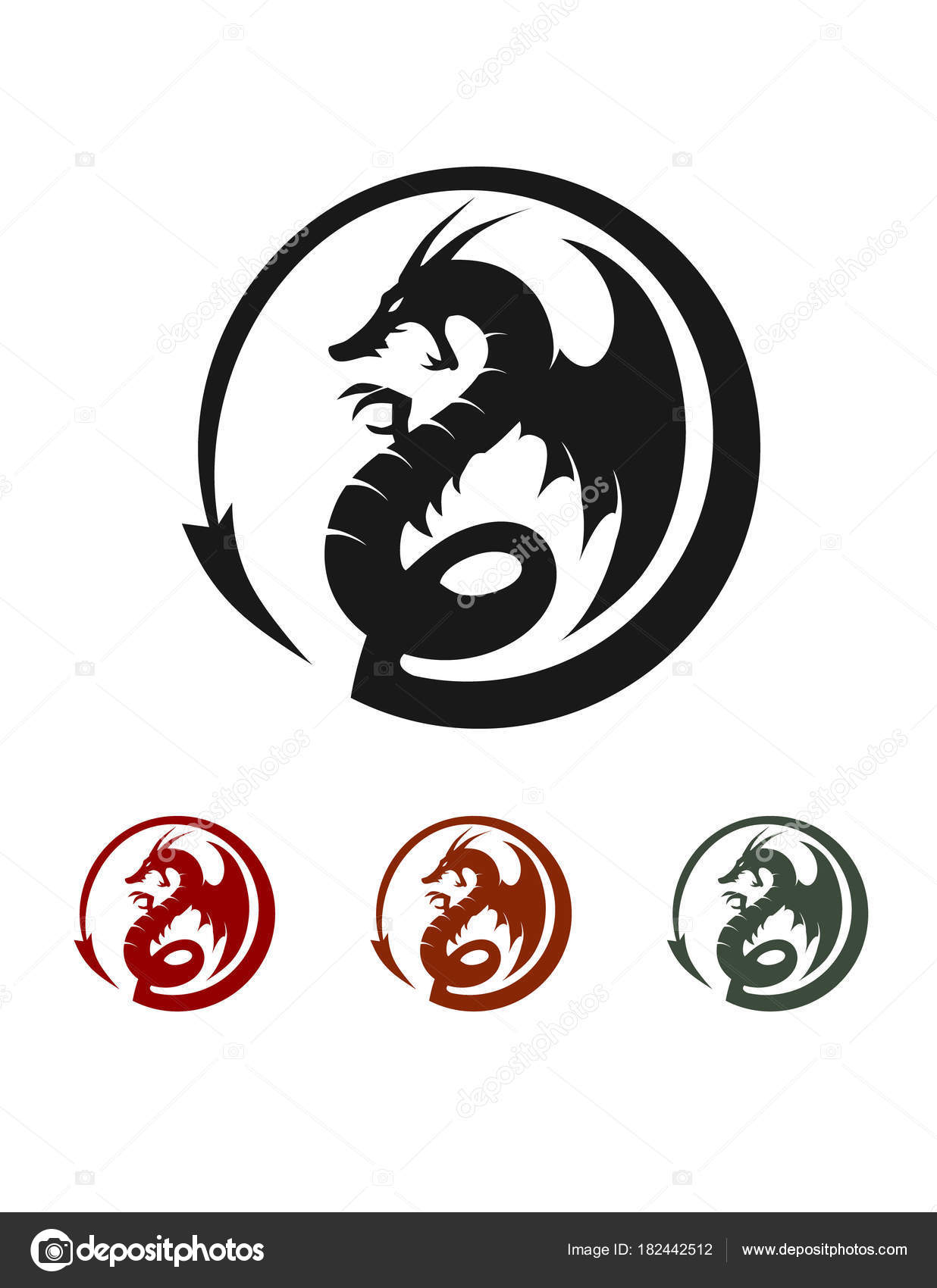 Dragon Circle Logo Vector Stock Vector by ©pixelogan 182442512