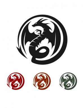 Ejderha daire Logo vektör 02