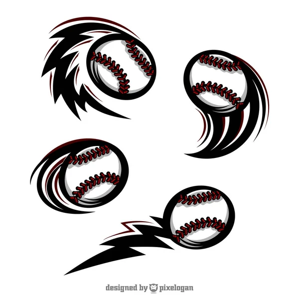 Baseball Swoosh 4Er Set — Stockvektor