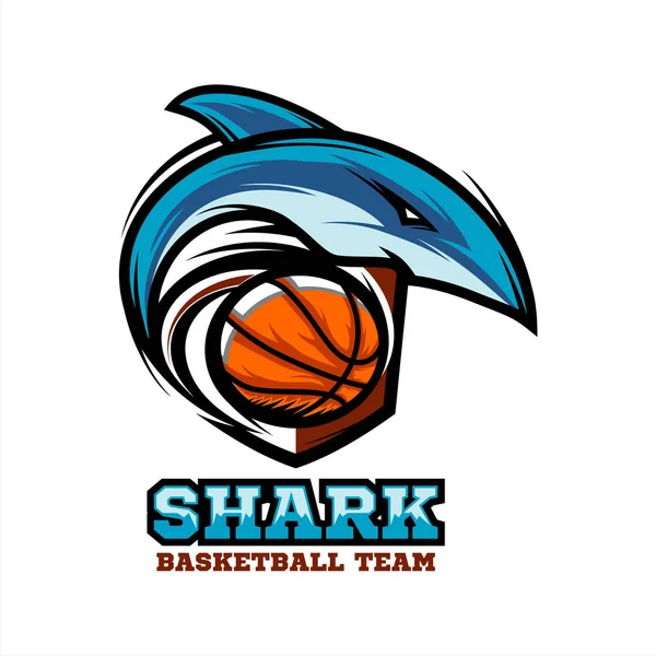 Logo Basket Ball Requin Vecteur — Image vectorielle