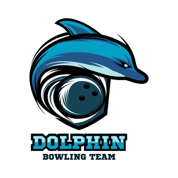 Dolphin Bowling Logo Vector — Vector de stock