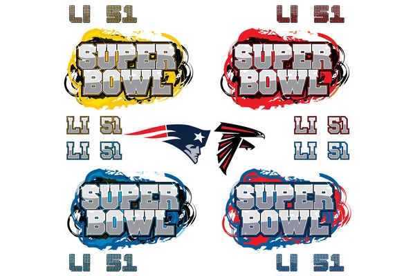 Text der Superbowl-Party und Team-Symbole — Stockvektor