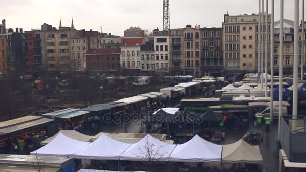 Tijd Ronden Van Een Markt Antwerpen België — Stockvideo