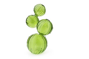 Beyaz arka plan üzerinde cam kaktüs