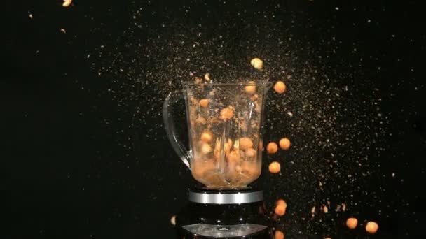 Slow motion blender cheese balls — Stock Video