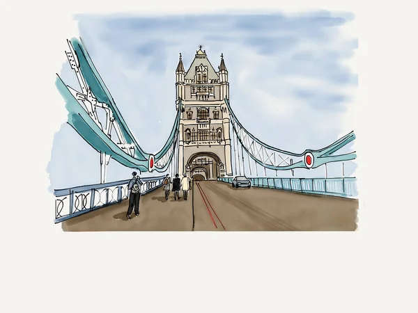 Tower Bridge. London.Hand drawing.Sketch