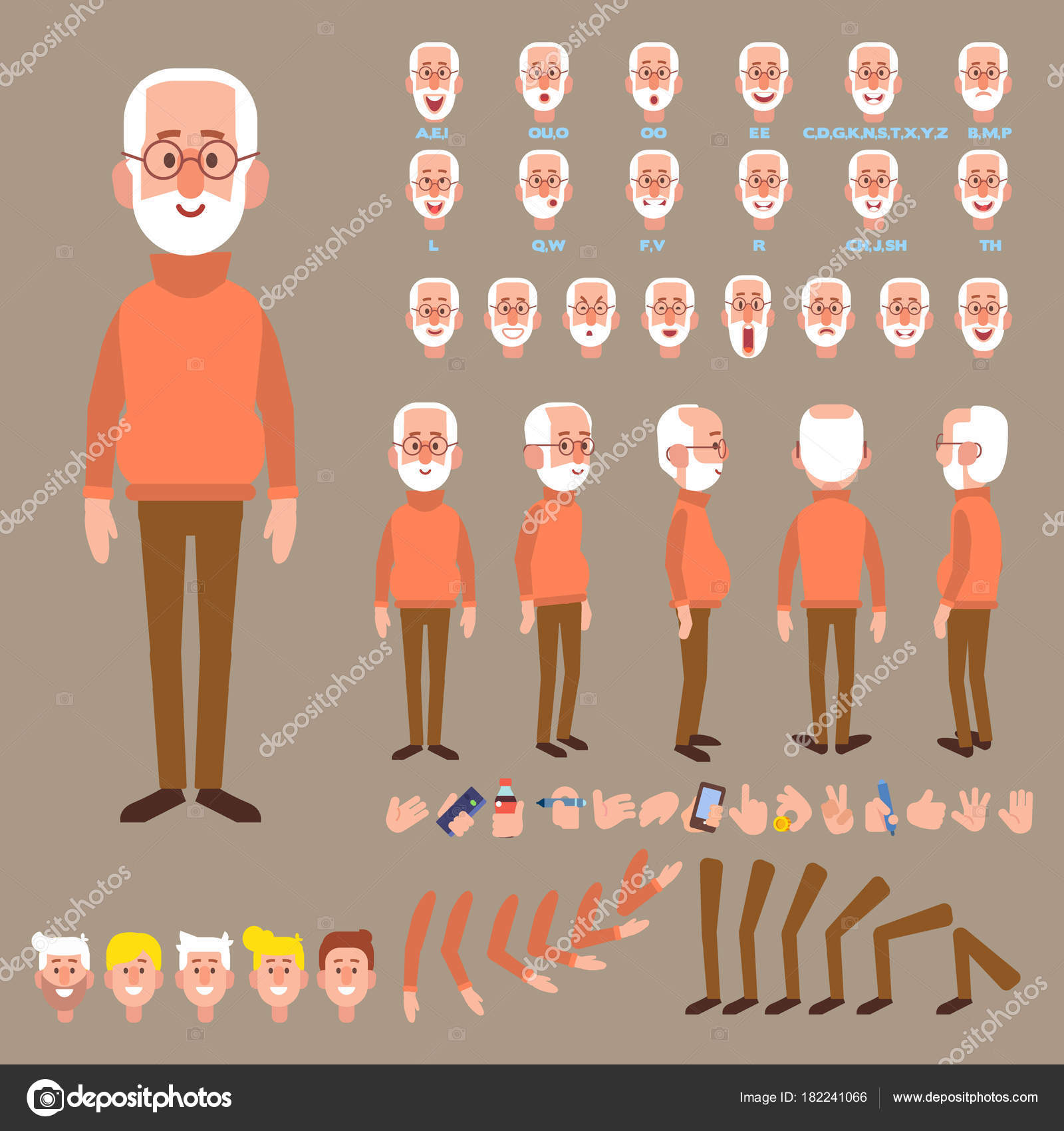 Front Side Back View Animated Character Elderly Man Character Creation Stock Vector Image by ©Oksana_L #182241066 Front Side Back View Animated Character Elderly Man Character Creation Stock Vector Image by ©Oksana_L #182241066