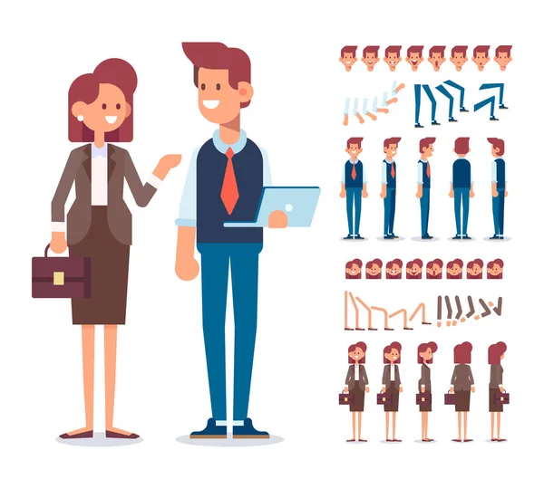Male Female Business People Flat Vector Characters Your Scenes Character — Stock Vector