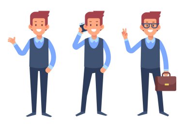 İş adamı vektör karakter. Karikatür tarzı, düz illüstrasyon.