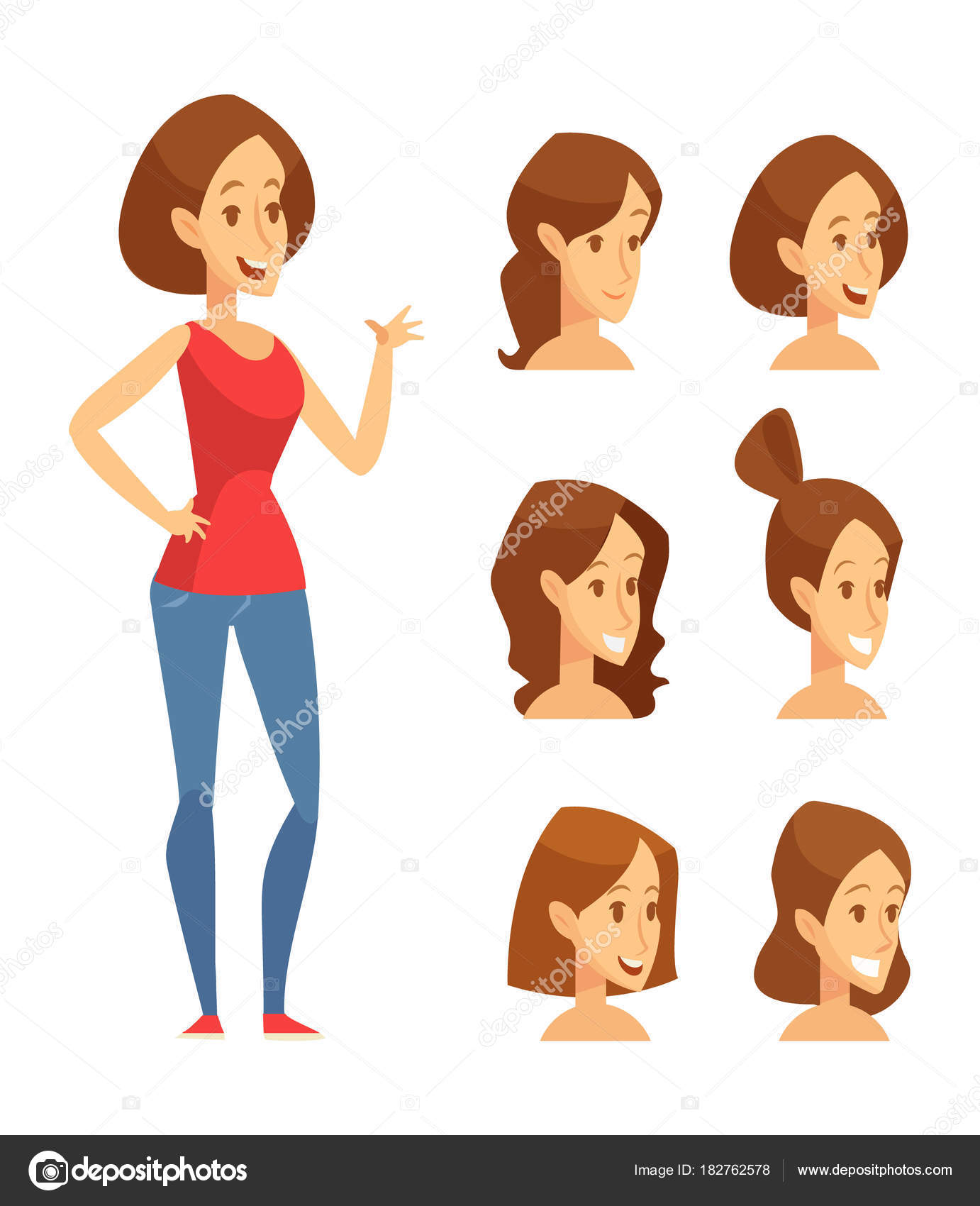 Young Girl Constructor Various Hairstyles Separate Parts Body