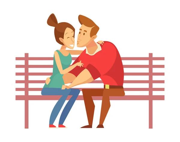 Junge Frau Und Mann Bei Einem Romantischen Date Liebhaber Küssen — Stockvektor
