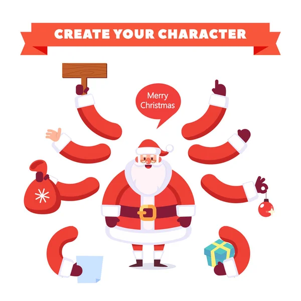 Frohe Weihnachten Und Neues Jahr Glücklicher Weihnachtsmann Erschaffe Deinen Charakter — Stockvektor
