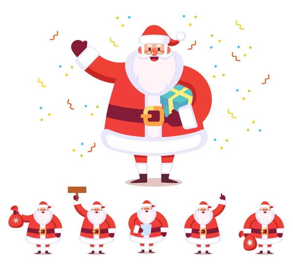 Santa Claus Cartoon Stijl Platte Vectorillustratie Geïsoleerd Wit — Stockvector