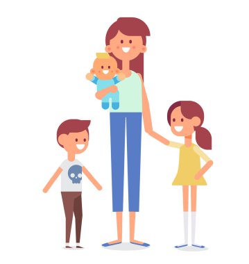 Anne Çocuk vektör çizim ile.