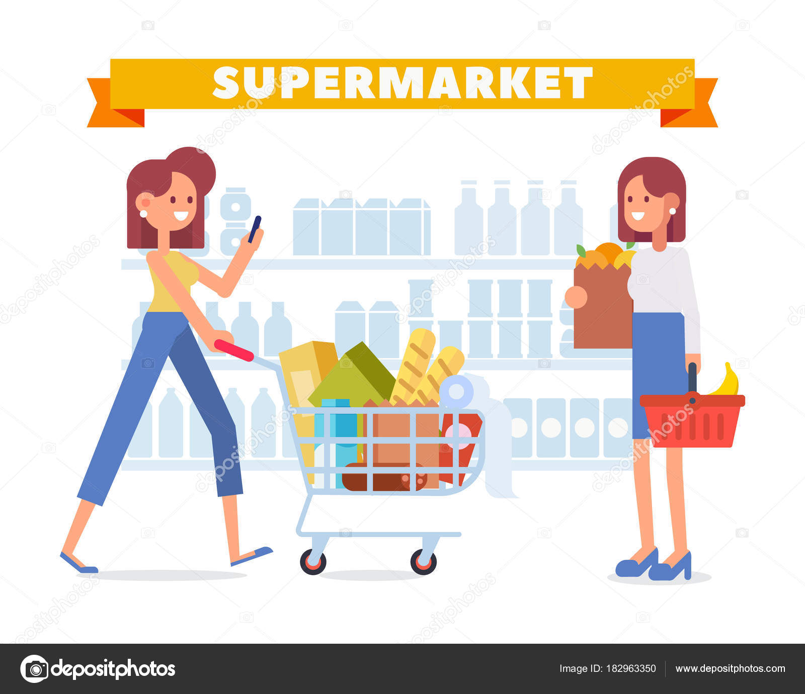People Shopping Supermarket Cartoon Style Flat Vector Illustration Stock Vector Image by ©Oksana_L #182963350 People Shopping Supermarket Cartoon Style Flat Vector Illustration Stock Vector Image by ©Oksana_L #182963350