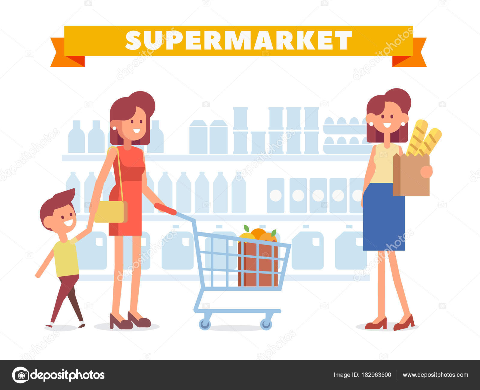 People Shopping Supermarket Cartoon Style Flat Vector Illustration Stock Vector Image by ©Oksana_L #182963500 People Shopping Supermarket Cartoon Style Flat Vector Illustration Stock Vector Image by ©Oksana_L #182963500