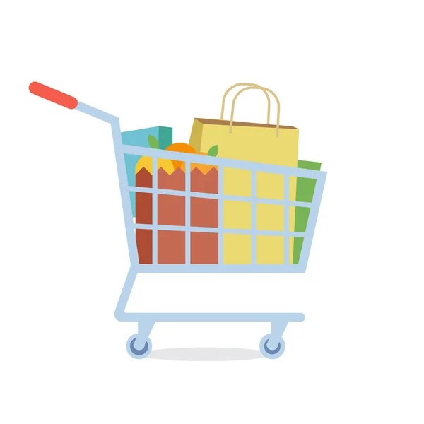 Supermarket Shopping Cart Vector Illustration Flat Design — Stock Vector