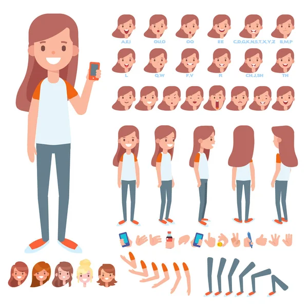 Flat Vector Girl Personaje Para Sus Escenas Creación Personajes Con — Archivo Imágenes Vectoriales