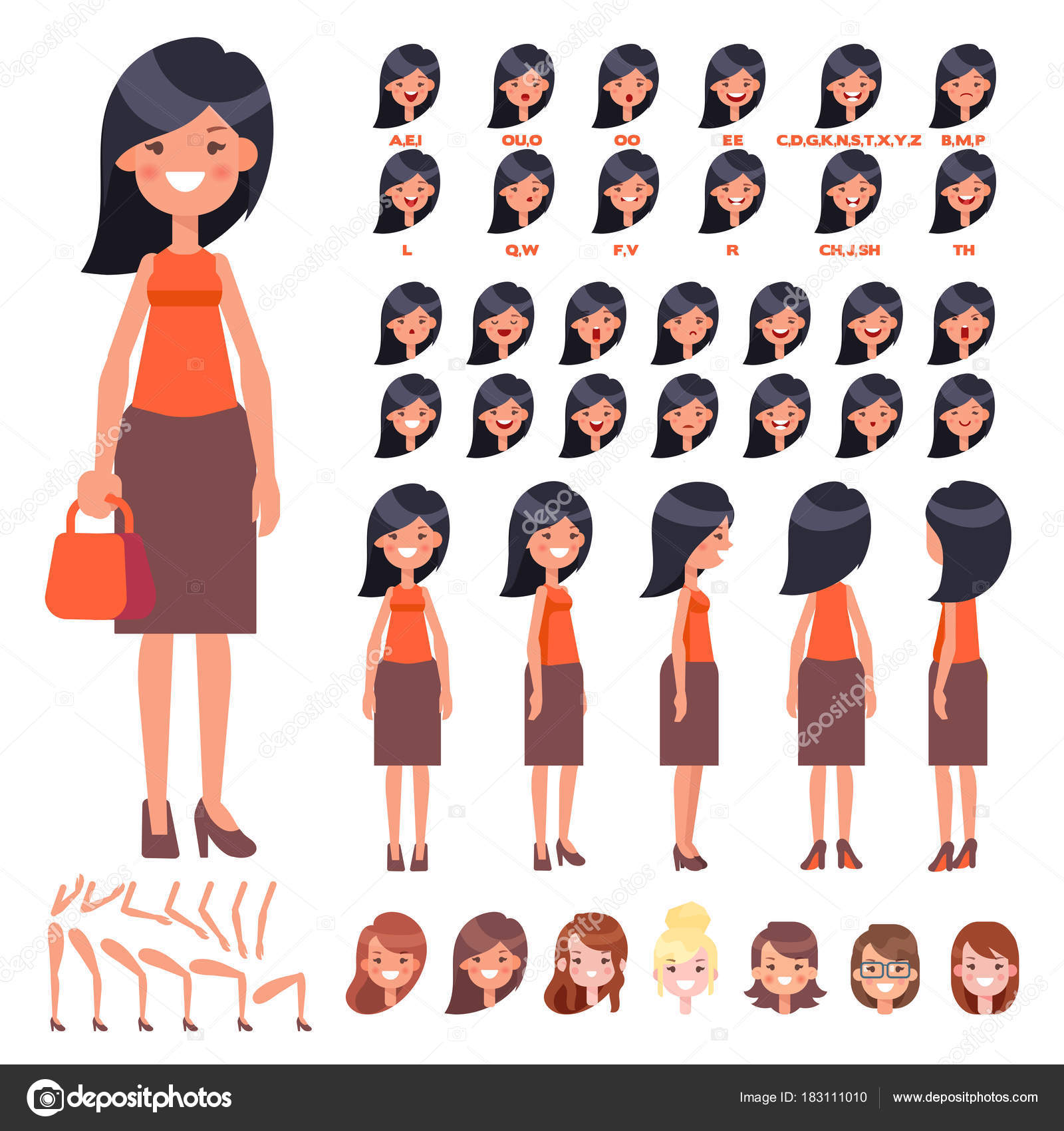 Front Side Back View Animated Character Pretty Young Woman Character Stock Vector Image by ©Oksana_L #183111010 Front Side Back View Animated Character Pretty Young Woman Character Stock Vector Image by ©Oksana_L #183111010