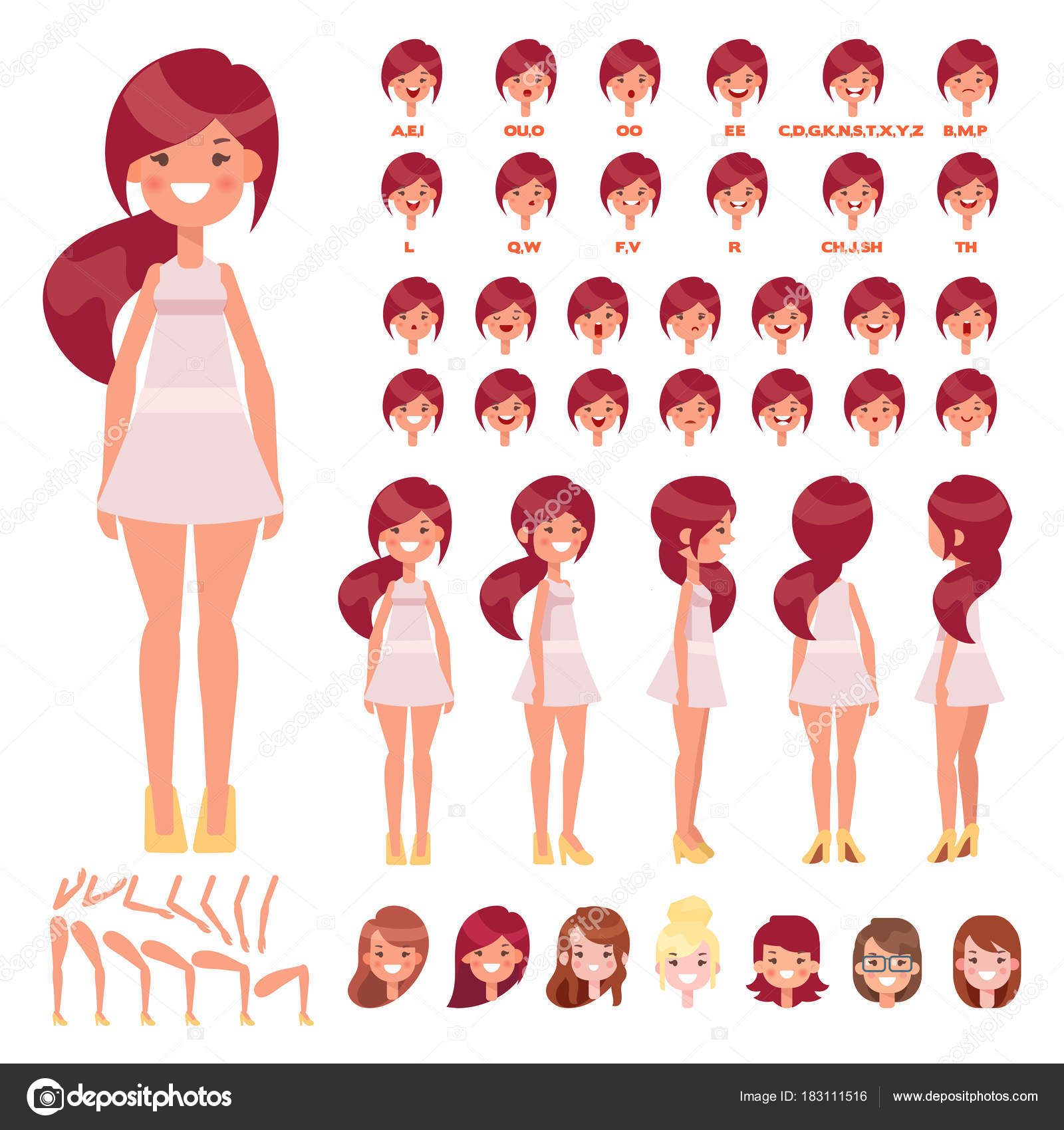 Front Side Back View Animated Character Pretty Young Woman Character Stock Vector Image by ©Oksana_L #183111516 Front Side Back View Animated Character Pretty Young Woman Character Stock Vector Image by ©Oksana_L #183111516