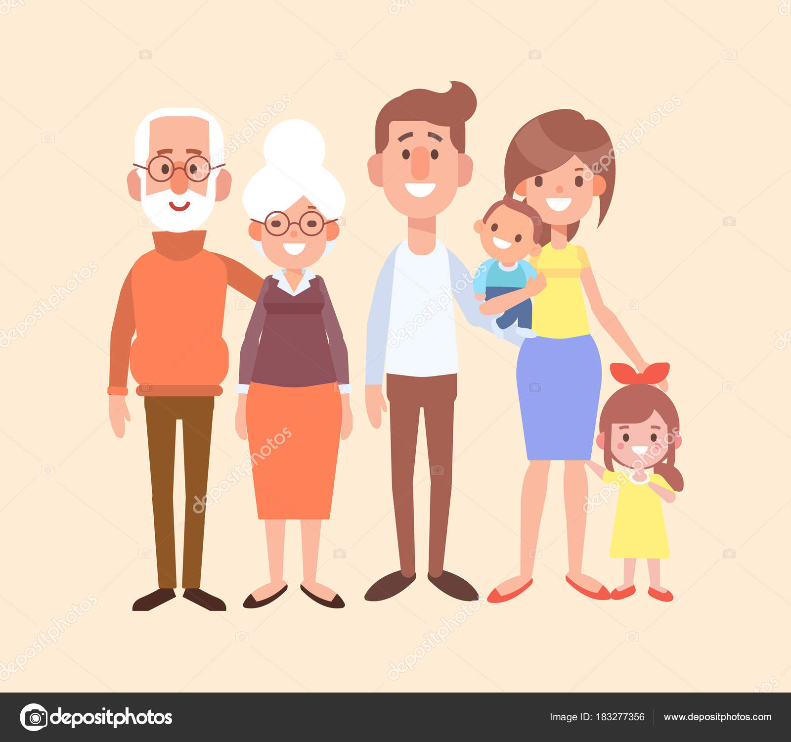Happy Family Together Grandfather Grandmother Mom Dad Kids Vector Set Stock  Vector Image by ©Oksana_L #183277356