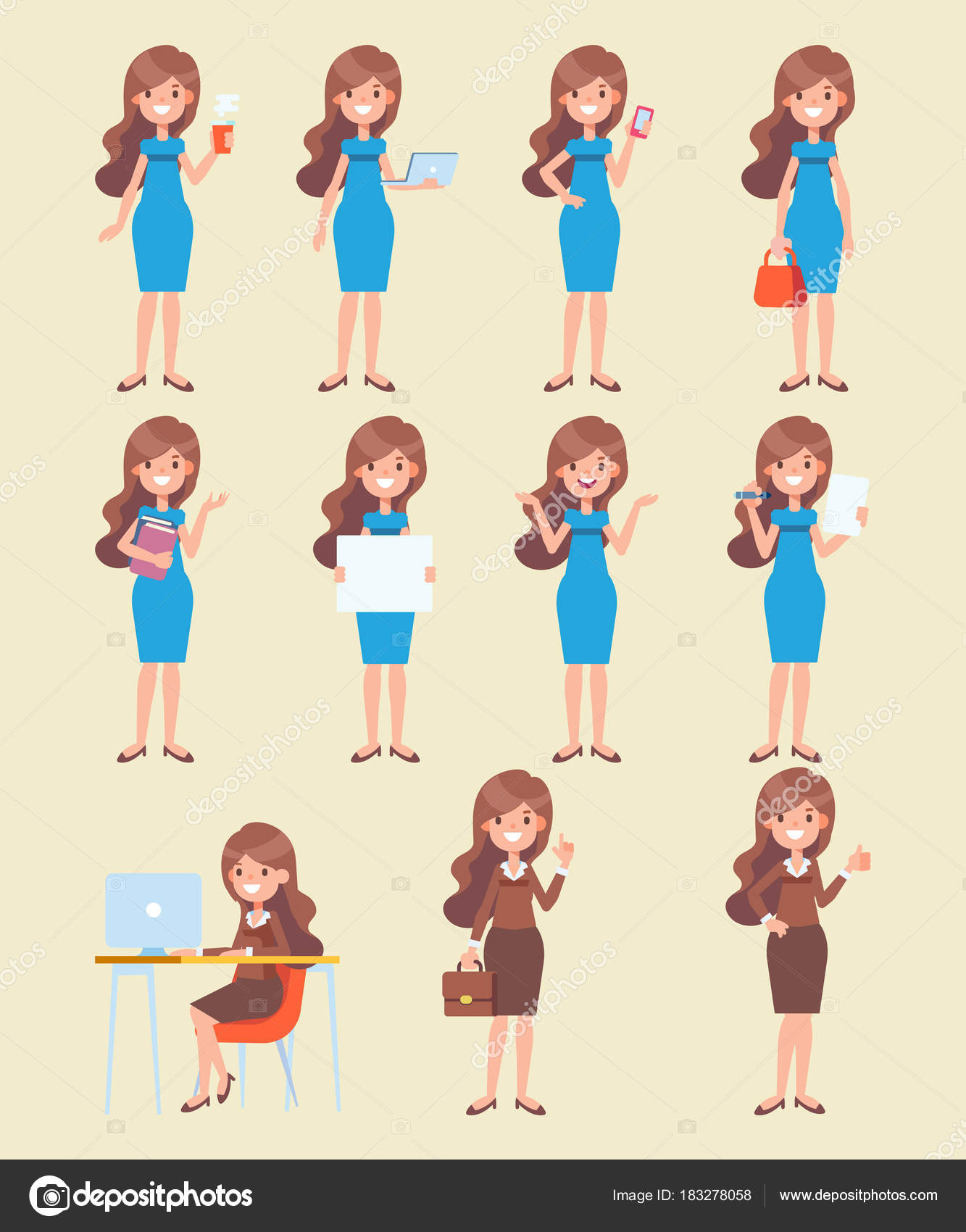 Student Female Character Different Poses Doing Stock Vector (Royalty Free)  2022726434 | Shutterstock