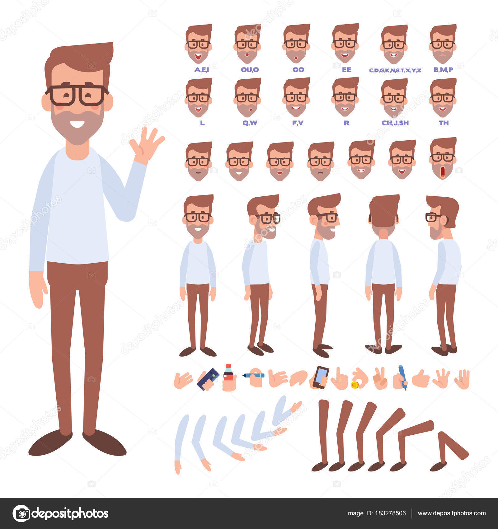 Front Side Back View Animated Character Hipster Man Creation Set Stock Vector Image by ©Oksana_L #183278506 Front Side Back View Animated Character Hipster Man Creation Set Stock Vector Image by ©Oksana_L #183278506
