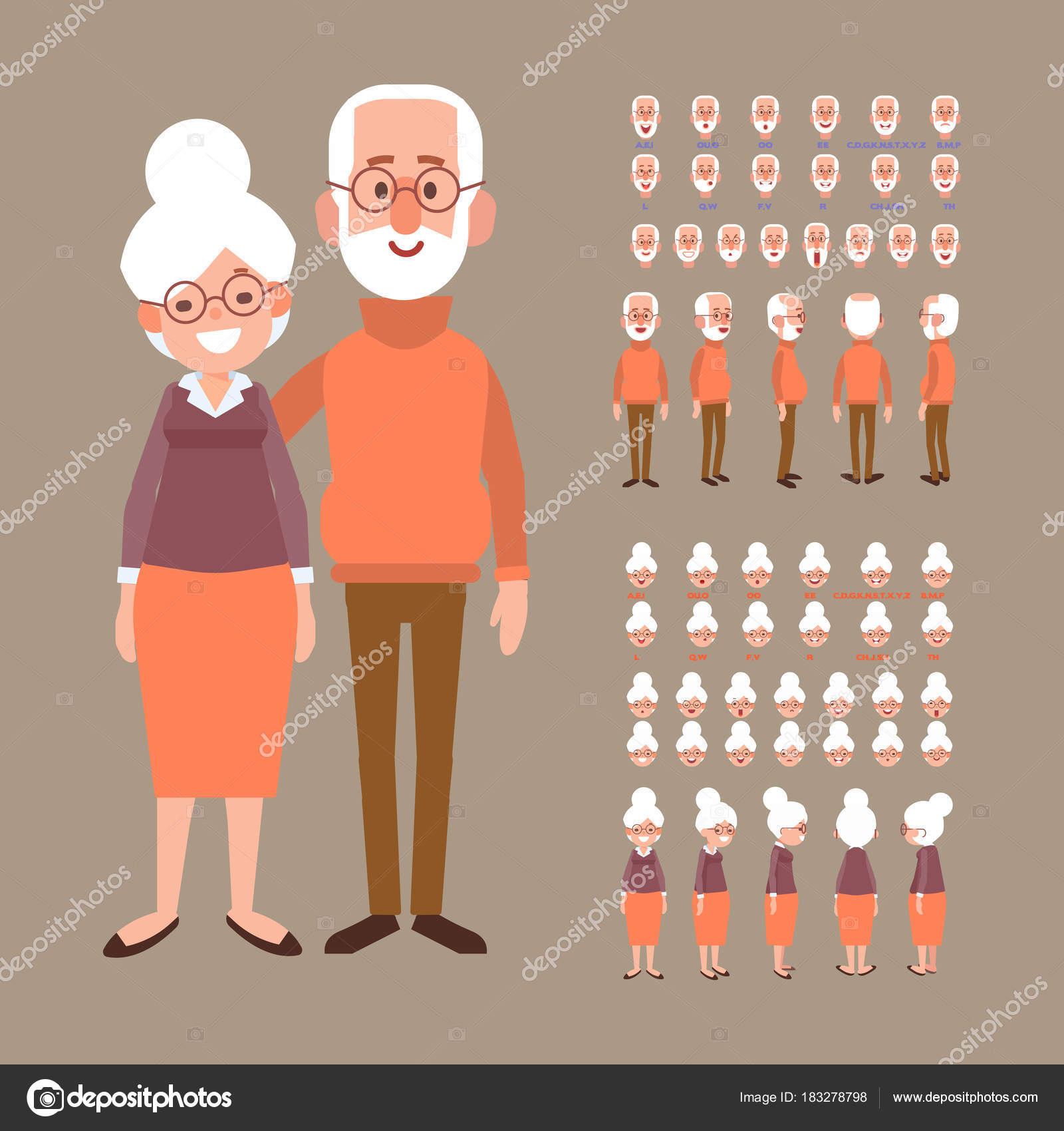 Front Side Back View Animated Characters Grandparents Creation Set Various Stock Vector Image by ©Oksana_L #183278798 Front Side Back View Animated Characters Grandparents Creation Set Various Stock Vector Image by ©Oksana_L #183278798