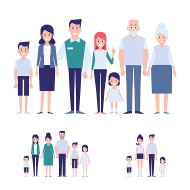 Vektör aile set. Büyük aile birlikte bilgi grafik öğeleri. Düz çizgi film tasarlamak.