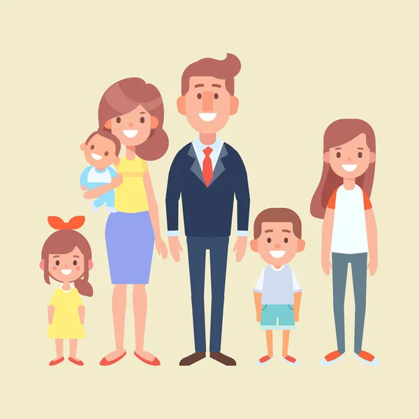 Familia Vectores Juntos Ilustración Diseño Plano Dibujos Animados — Vector de stock