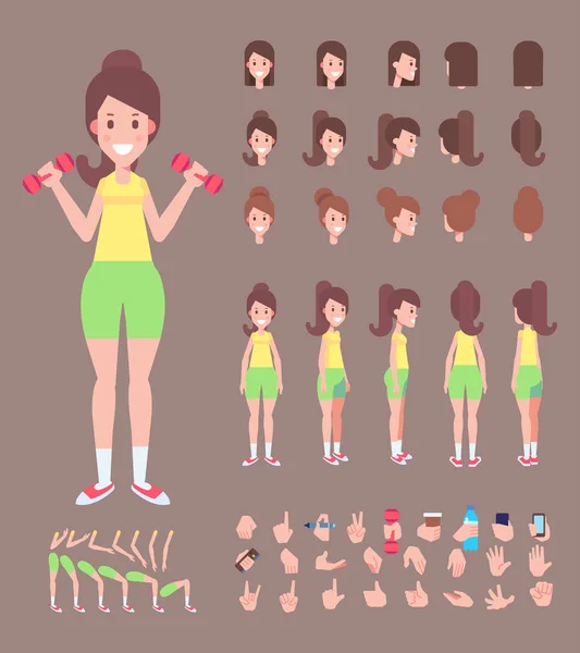 Personnage Fille Sportive Pour Vos Scènes Ensemble Création Personnages Vectoriels — Image vectorielle