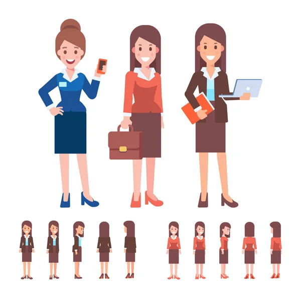 Equipe Negócios Plana Vetor Ilustração Personagens Senhora Negócios Isolados Branco —  Vetores de Stock