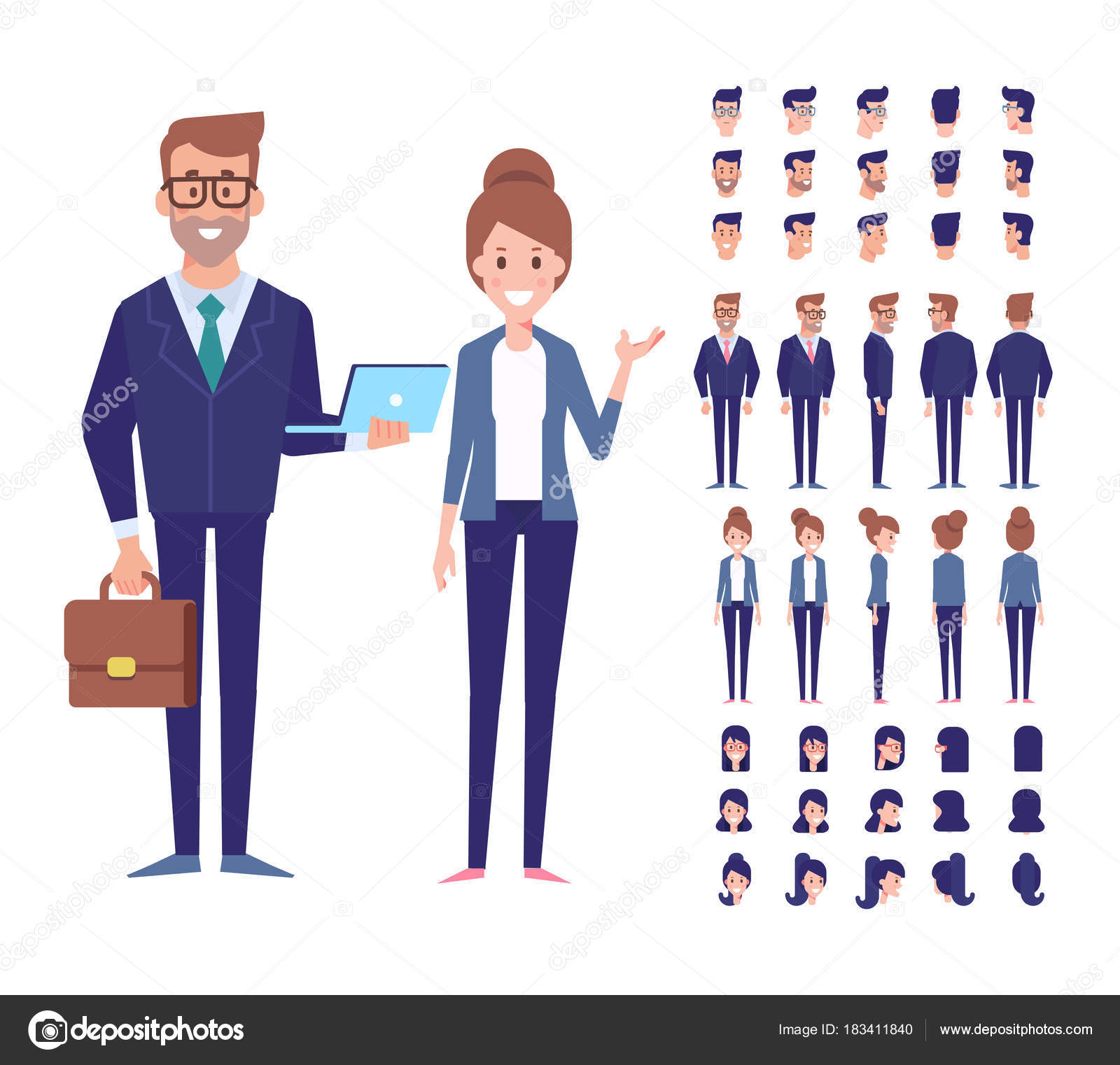 Download Vector Character Set Animation Business People Man Woman ...