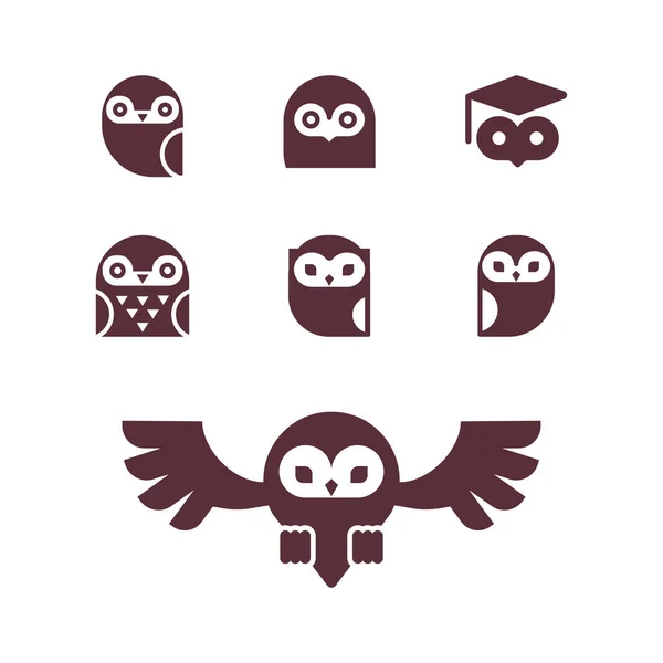 Owl Vektor Ikon Insamling — Stock vektor
