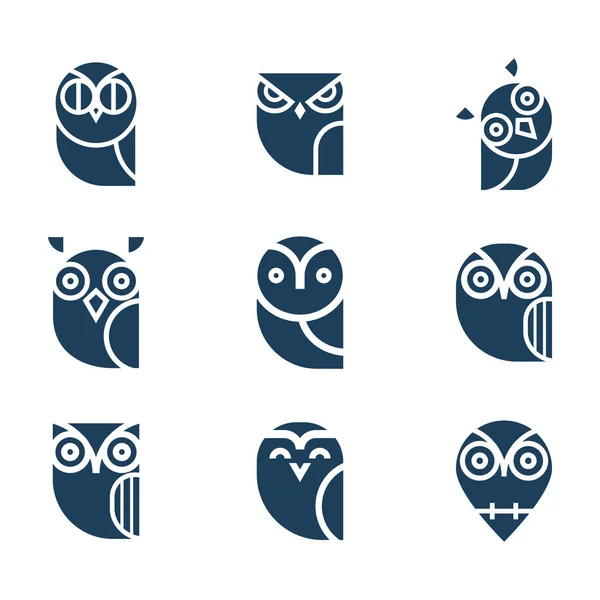 Owl Vector Icon Collection — Stock Vector