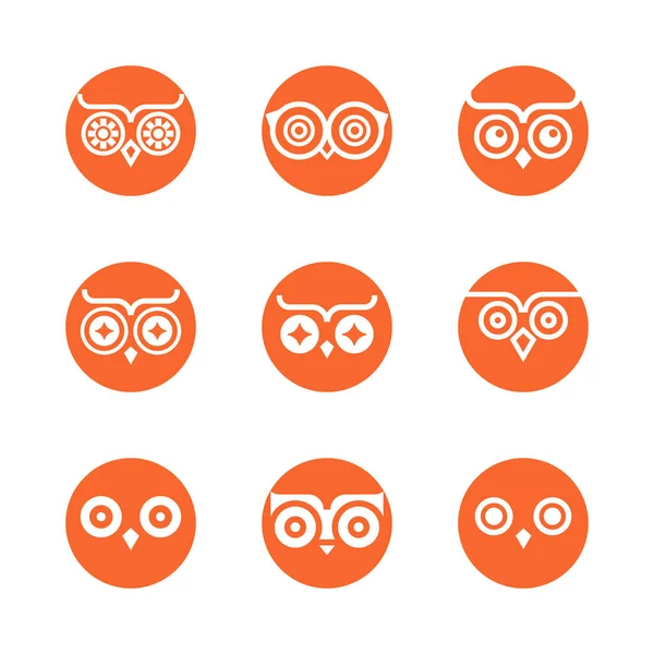 Owl Eyes Unika Vector Element För Design Stor Uppsättning Element — Stock vektor