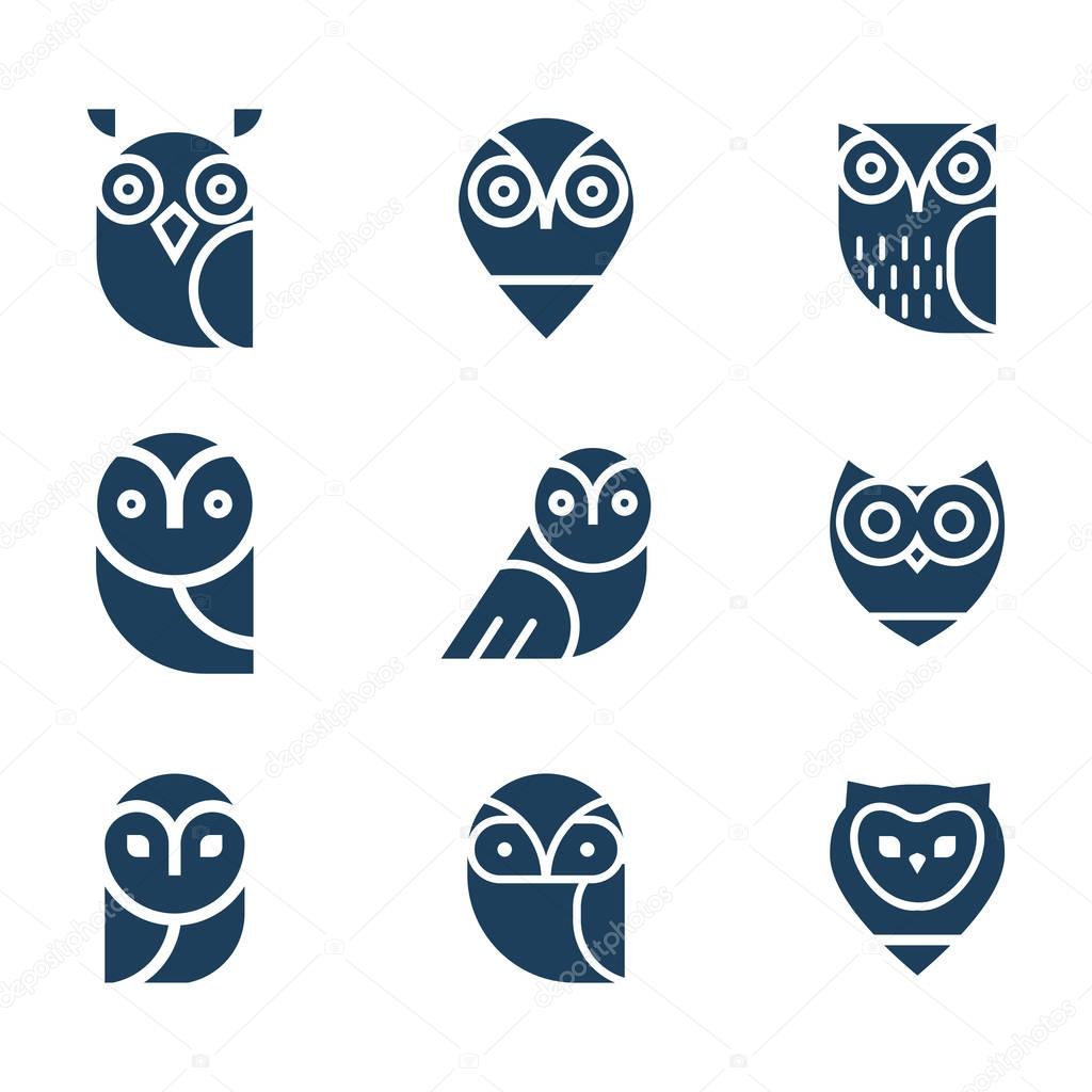 Owl  vector icon collection.