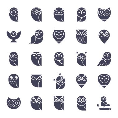 Baykuş vektör Icon collection. 