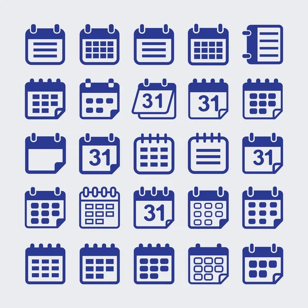 Prosty Kalendarz Zestaw Ikon Ikony Kalendarza Powszechnego Dla Sieci Web — Wektor stockowy