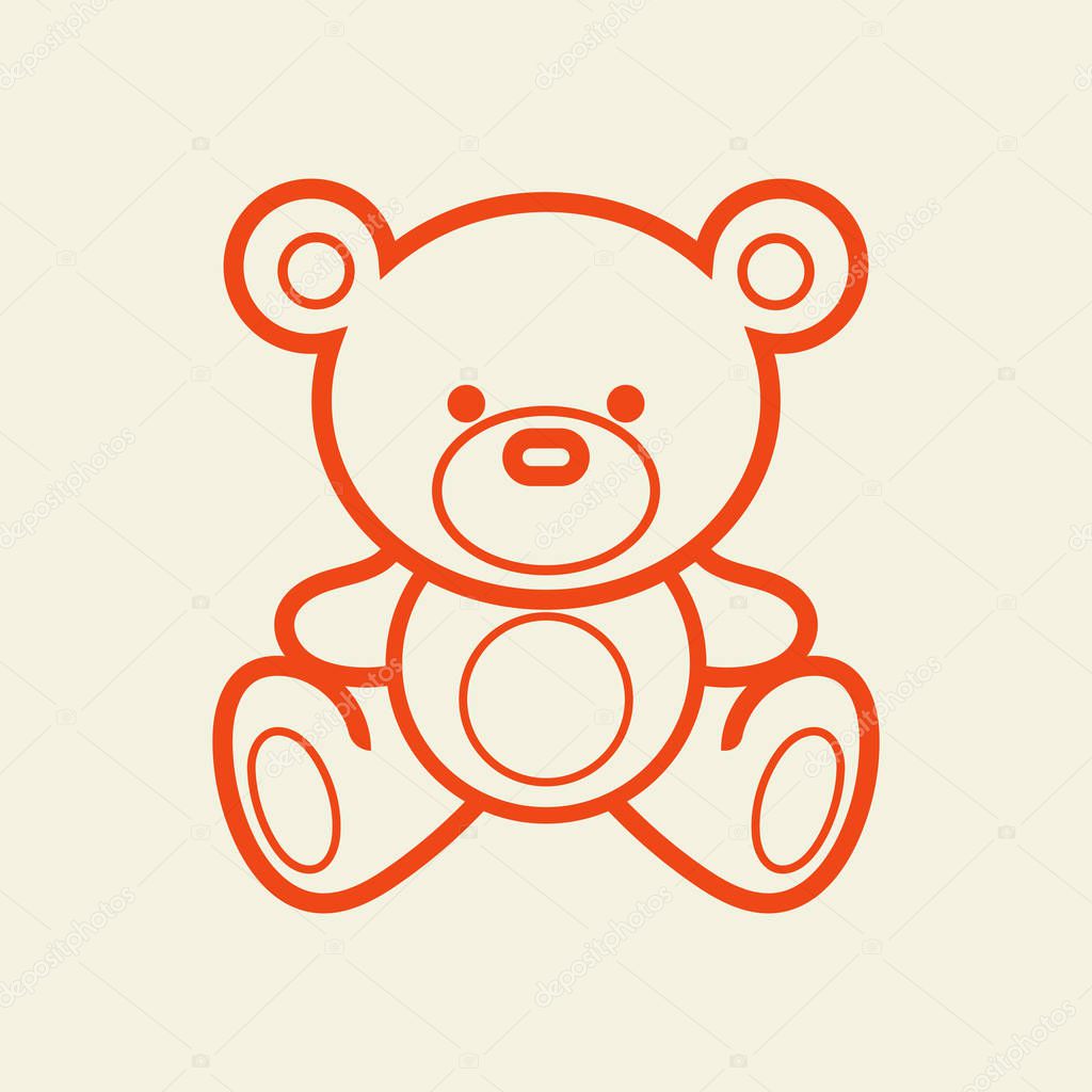 Teddy bear vector line illustration