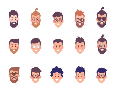 Erkekler yüzler. Vektör avatarları