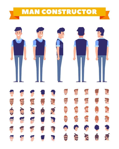 经理人为动画 视图字符 分开的身体部分 卡通风格 平面矢量插图 — 图库矢量图片