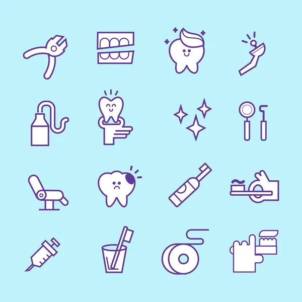 Zahnpflege Flache Dekorative Symbole Mit Stomatologischen Werkzeugen Zahnpflegeprodukte Und Weißes — Stockvektor