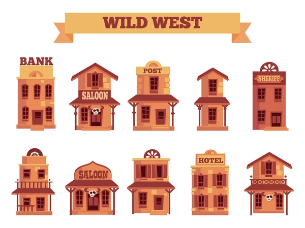 Wild West Vector House Set — Stock Vector