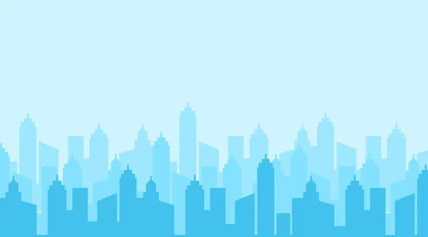 Ciudad Skyline Vector Ilustración Paisaje Urbano Silueta Ciudad Azul Paisaje — Vector de stock