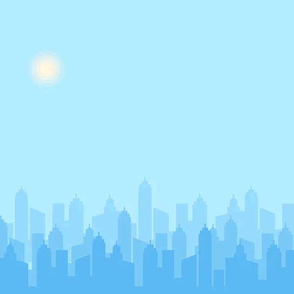 Illustration Vectorielle Horizon Ville Paysage Urbain Silhouette Ville Bleue Paysage — Image vectorielle