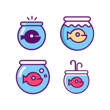 Simge vektör akvaryum. Vektör düz çizgi film illüstrasyon.