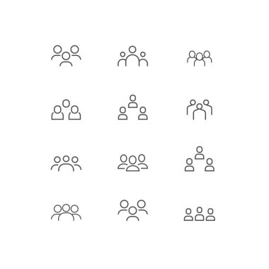 İnsanlar çizgi vektör Icon set. İnfographics, Web sitesi tasarımı, logo kişi simgesi.