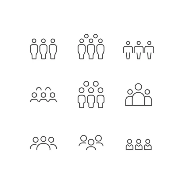Gente Línea Vector Icono Conjunto Símbolo Personas Para Sus Infografías — Vector de stock