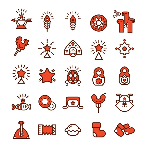 Russia Vector Icon Set Vector Collection Russian Culture Nature — Stock Vector